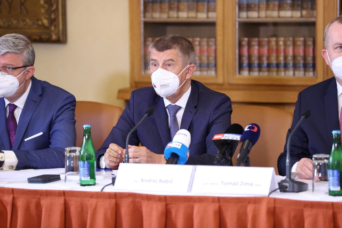 Premiér Andrej Babiš (ANO) na tiskové konferenci o dostavbě univerzitního Kampusu Albertov. 
