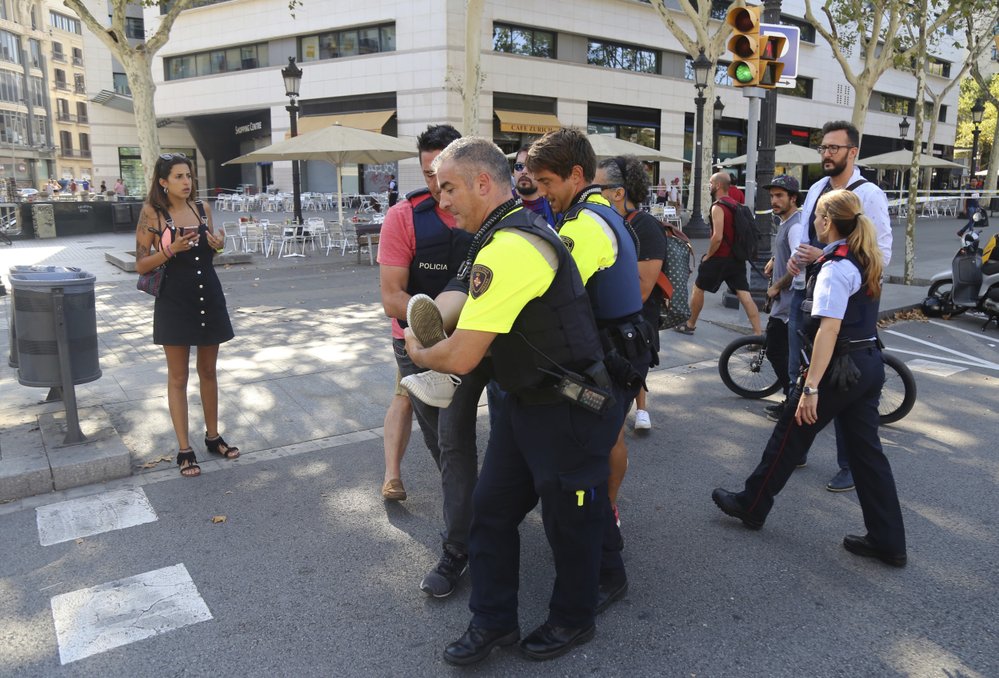 Situace na místě útoku v Barceloně.