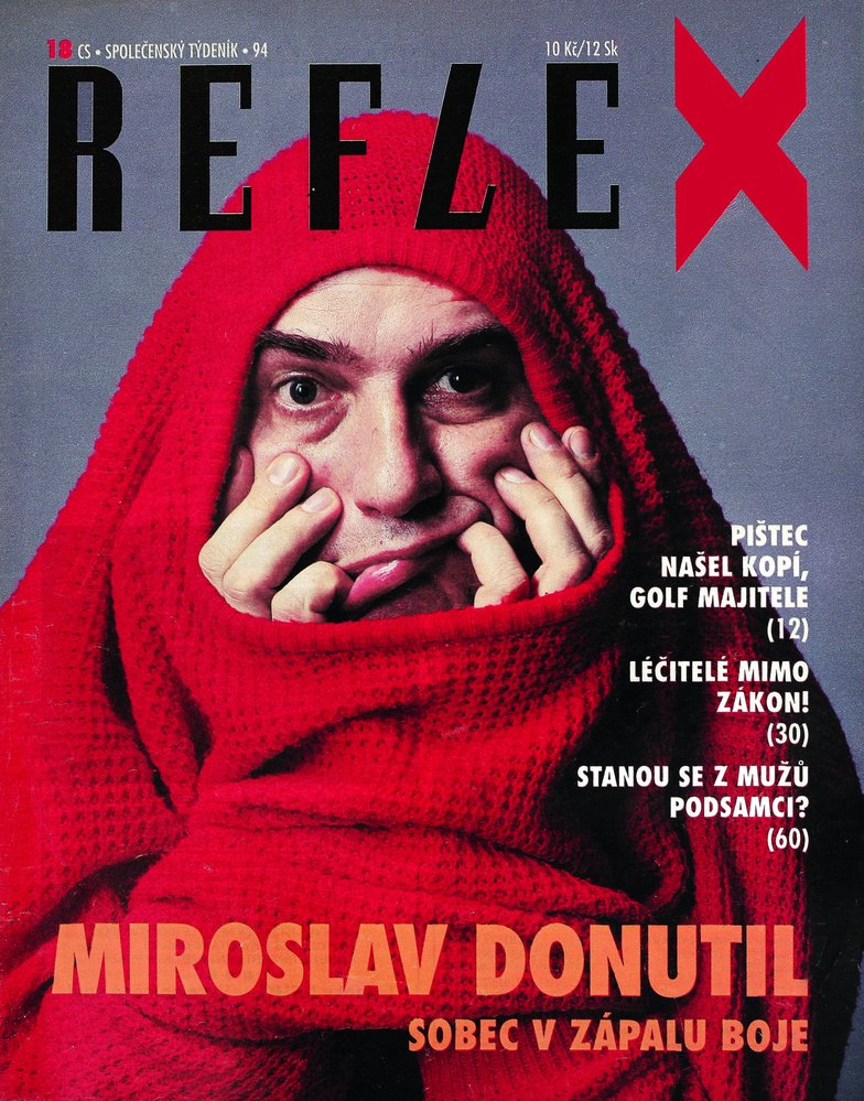 Obálka Reflexu z roku 1994 s fotografií Miroslava Donutila od Davida Krause