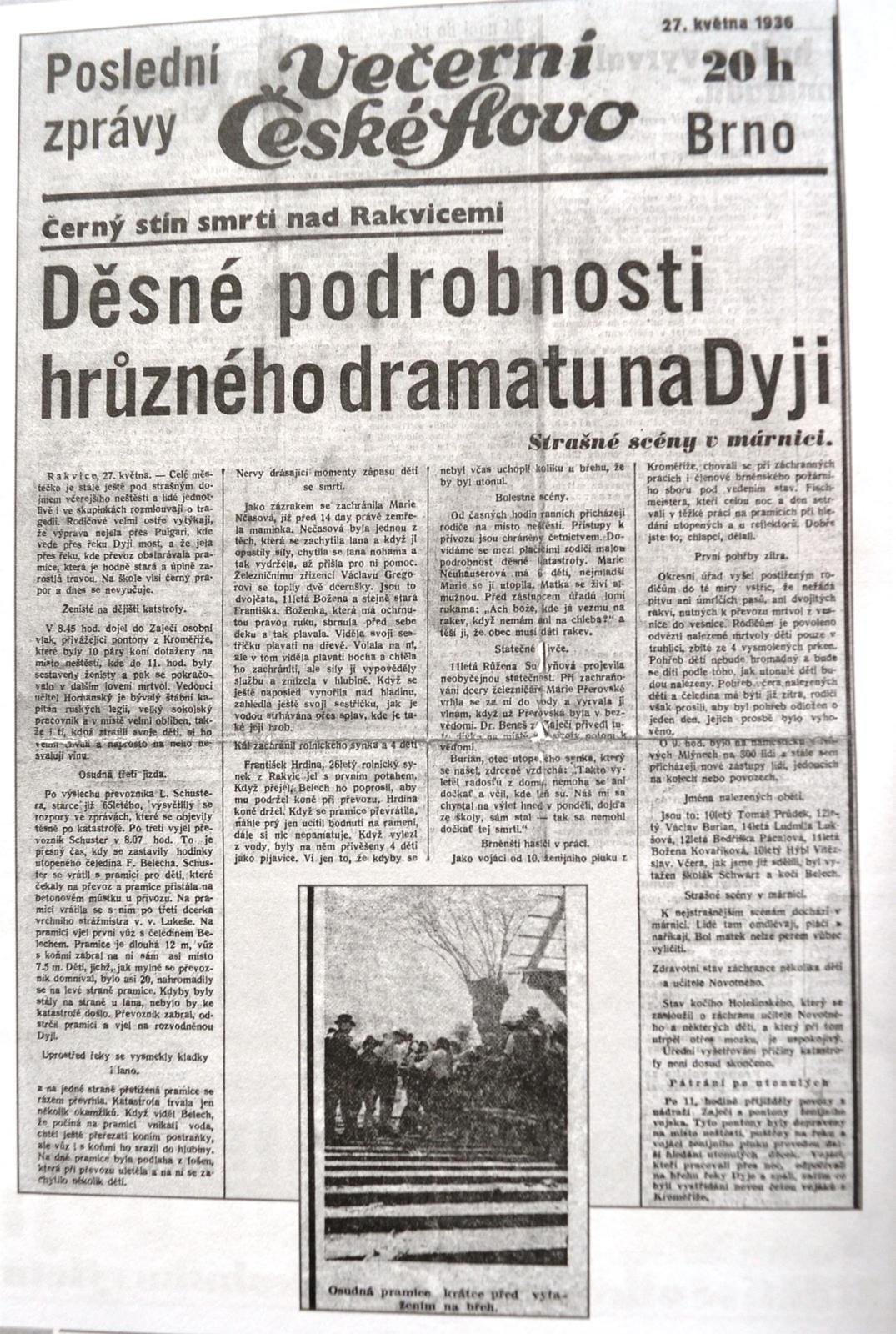 O rakvické tragédii referovaly na jaře 1936 obšírně všechny noviny.