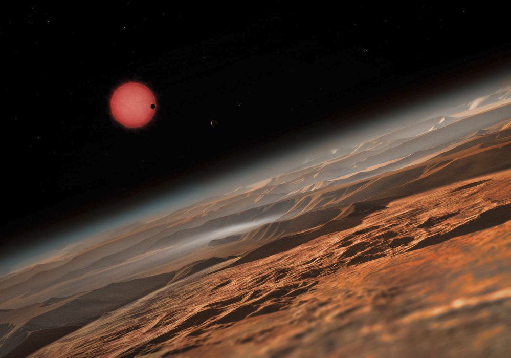 Ilustrace exoplanet v systému Trappist-1
