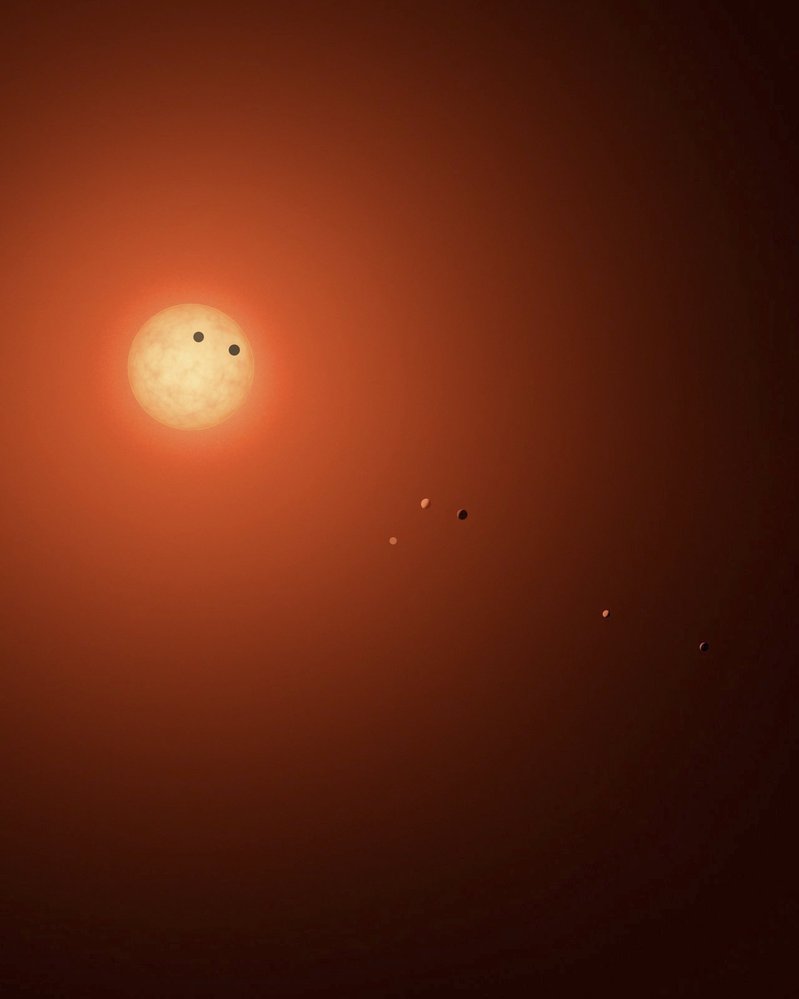 Ilustrace exoplanet v systému Trappist-1