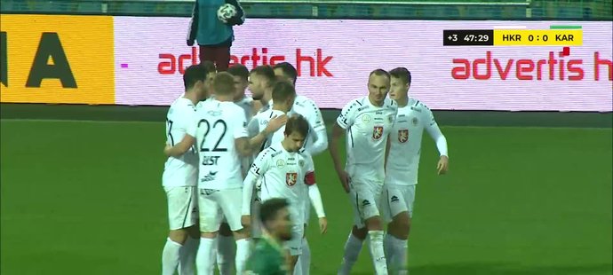 SESTŘIH: Hradec Králové - Karviná 1:0. Rozhodl gól Rady, Túlio viděl ČK