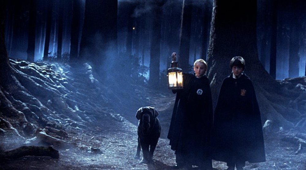 Tom Felton a Daniel Radcliffe ve filmu Harry Potter a Kámen mudrců