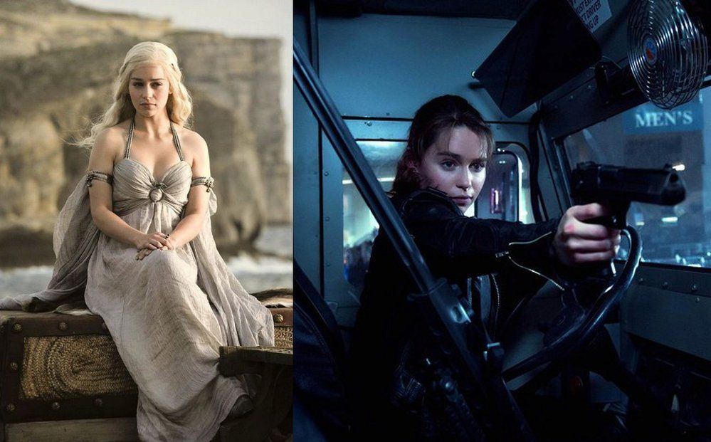 Emilia Clarke: Vlevo Hra o trůny, vpravo Terminátor: Genisys