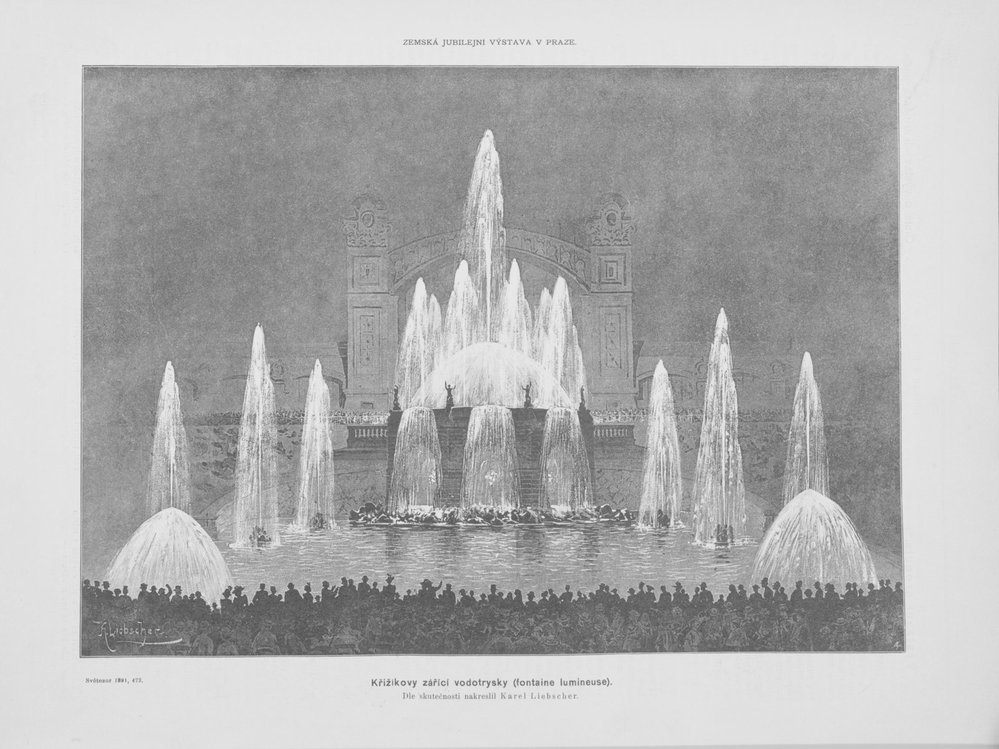 Křižíkova fontána byla v roce 1891 ozdobou holešovického Výstaviště 