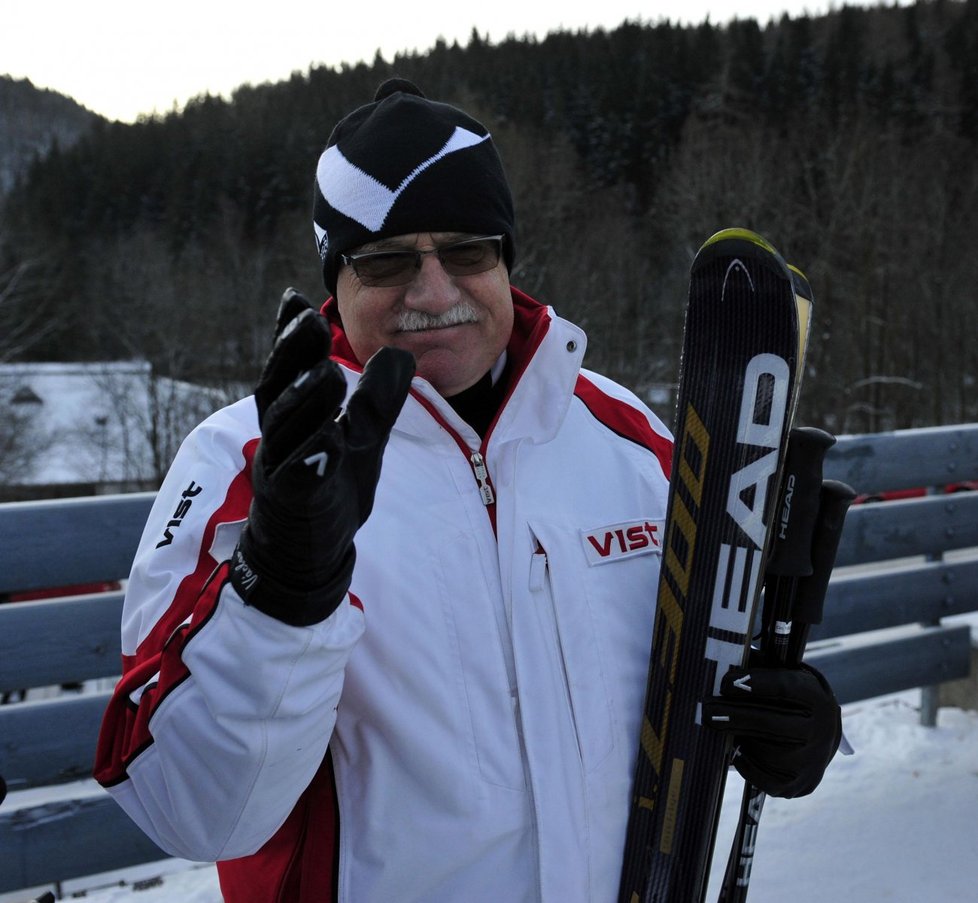 Václav Klaus na Silvestra lyžoval v Krkonoších