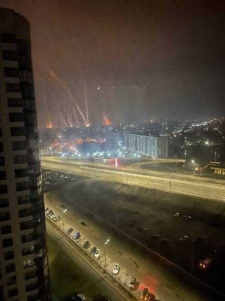Exploze nad Kyjevem (25.2.2022)