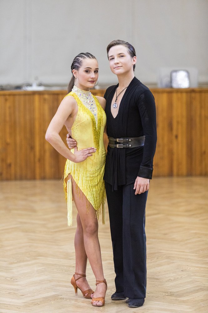Linda Ondrušová a Matyáš Grossmann (Strážnice a Březolupy) jsou mistry v latinskoamerických tancích.