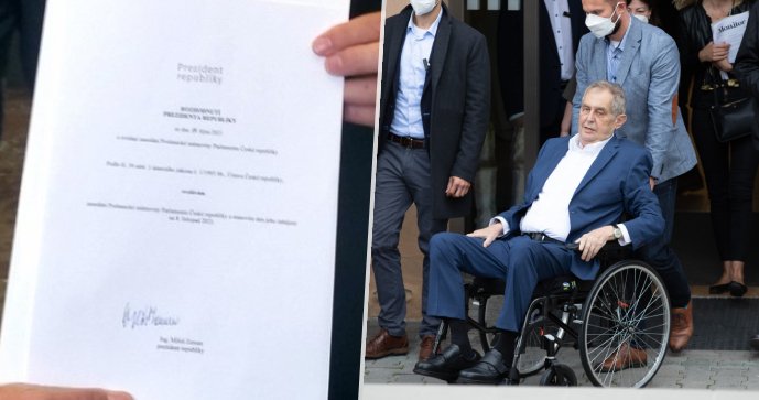 Prezident Miloš Zeman a jeho podpis na dokumentu ke svolání Sněmovny.