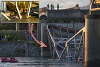 Drama na dálnici v USA: Zřítil se most, auta i s řidiči padala do řeky