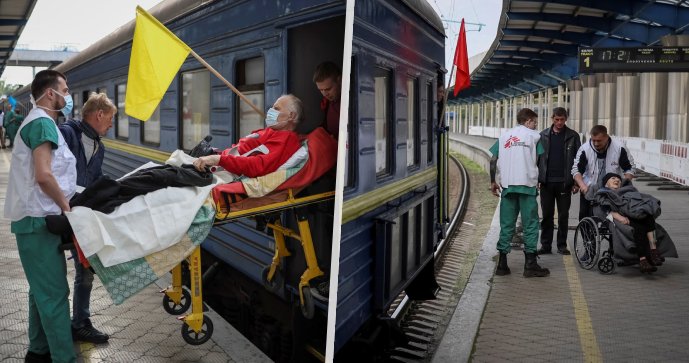 Záchranáři přišli s „fíglem“. Chytře maskovaný vlak převáží zraněné z ukrajinských bojišť