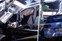 Osobní auto se střetlo s nákladním: Nehoda u Olbramovic si vyžádala jeden život