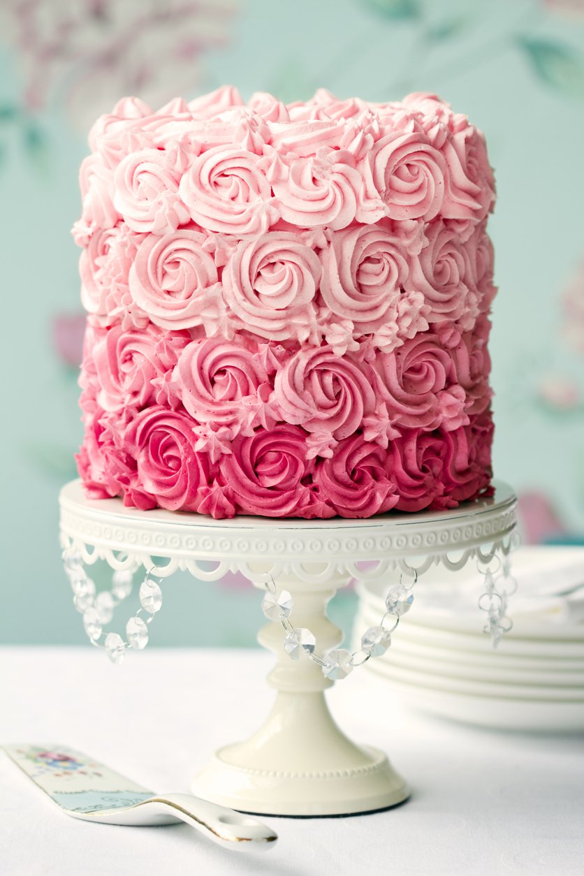Ombré růžový dort