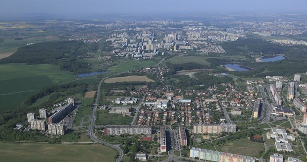 Aerial view of the Prague-Petrovice district, which is located in the east of the capital.