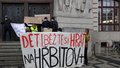 Protestní shromáždění k petici proti projednávané změně pražského územního plánu týkající se území Nákladového nádraží Žižkov se uskutečnilo před budovou pražského magistrátu. (27. ledna 2022)