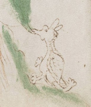 Detail kresby draka ze šest set let starého rukopisu.