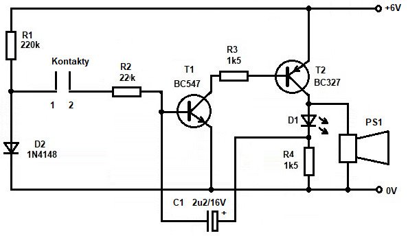 Obr. 1 – Schéma obvodu pro signalizaci naplnění nádrže
