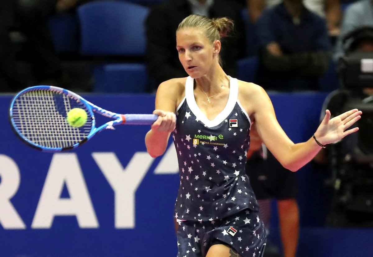 Česká tenistka Karolína Plíšková ve čtvrtfinálovém utkání na turnaji v Tokiu