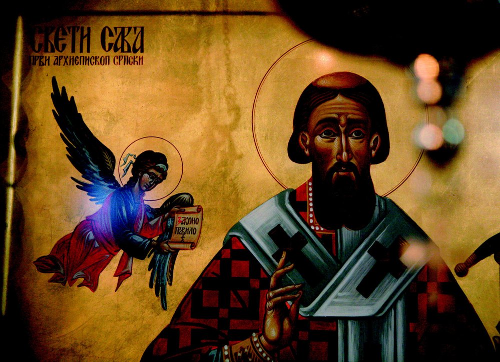Nejznámější a nejuctívanější srbský světec, svatý Sava, první srbský arcibiskup a nebeský patron země.