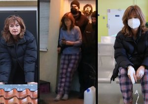 In front of the house, Táňa spent half an hour in the cold in her pajamas and slippers.  The men would not let her in anymore.  (January 21, 2022)