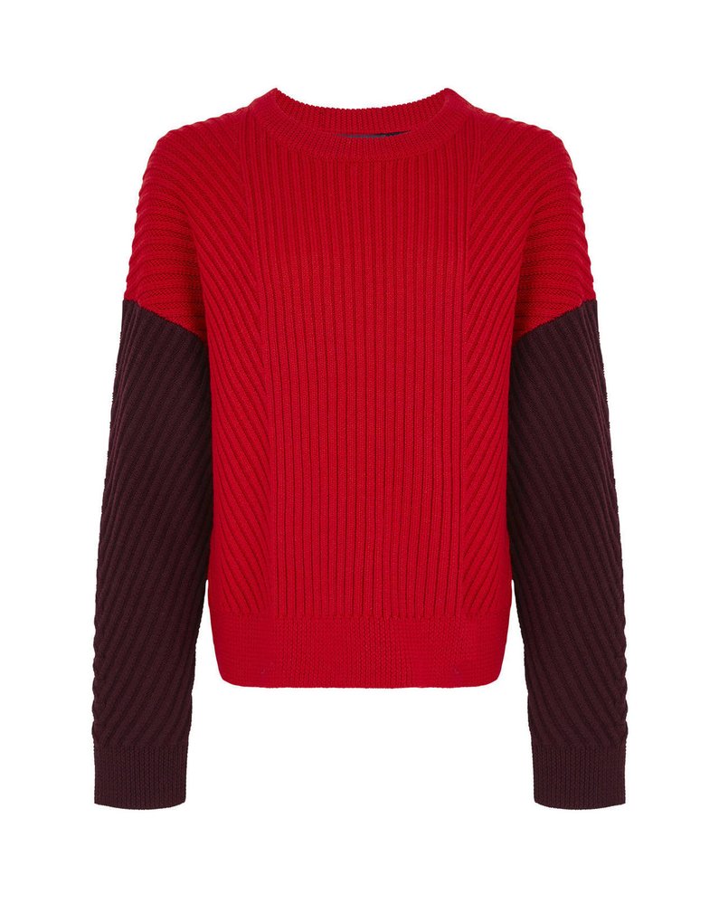 Červeno-vínový svetr, Marks & Spencer, 1359 Kč