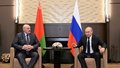 Ruský prezident Vladimir Putin na setkání s běloruským prezidentem Alexandrem Lukašenkem (23.5.2022)