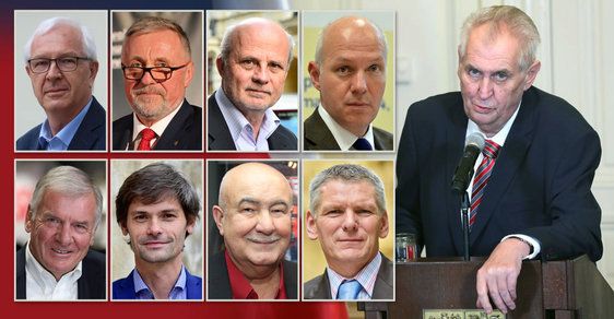 Prezidentské volby 2018: Zeman, Topolánek, Drahoš, Fischer, Hynek, Kulhánek, Hilšer, Hannig, Horáček